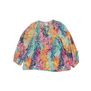 Lilly Pulitzer Electric Feel Coral 100% Silk Elsa Blouse Shirt Top EUC XL